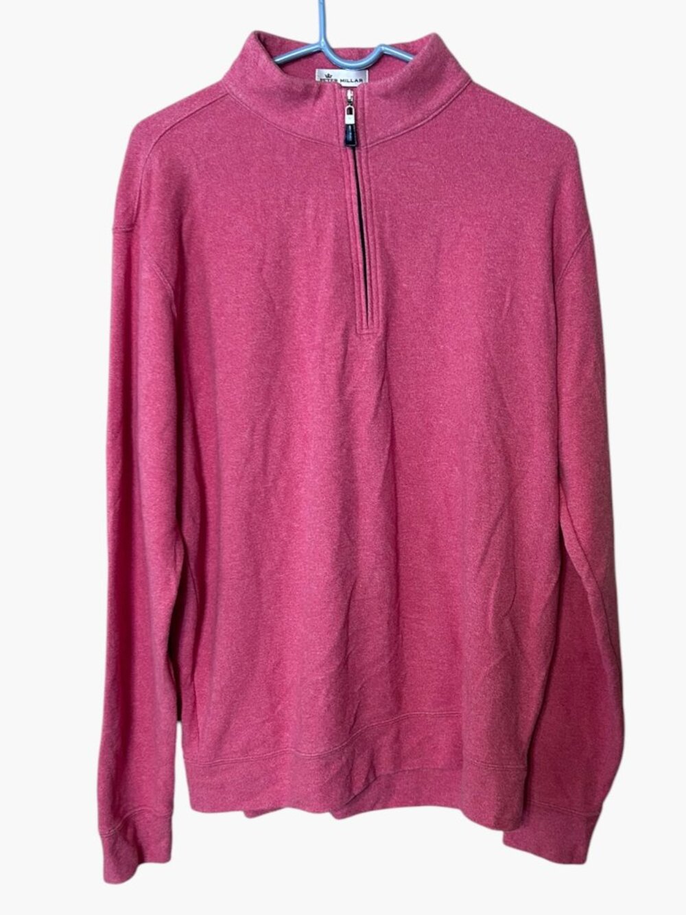 Peter Millar Quarter Zip Pullover Heather Red Mock Neck Golf Sweater Men's Large